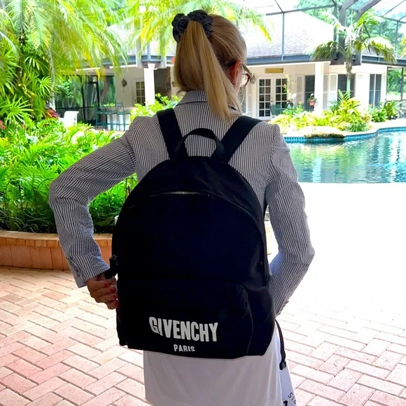 Givenchy Black Nylon Backpack. 16”h x 15”w x 6”d-1/2lb. Unavailable Everywhere! Essential U backpack in nylon - black in - black  main image 3